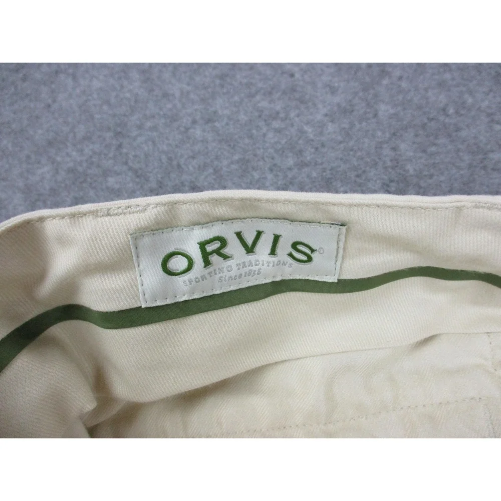 Orvis Shorts Mens 38 Off White Cream Green Clovers Floral Chino Embroidered VTG